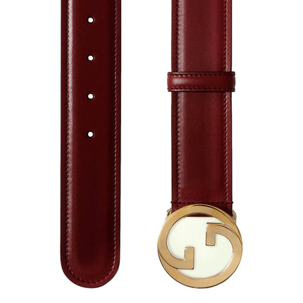 Gucci Blondie Leather Burgundy Gold Buckle Belt 105 available at Queen Bee of Beverly Hills