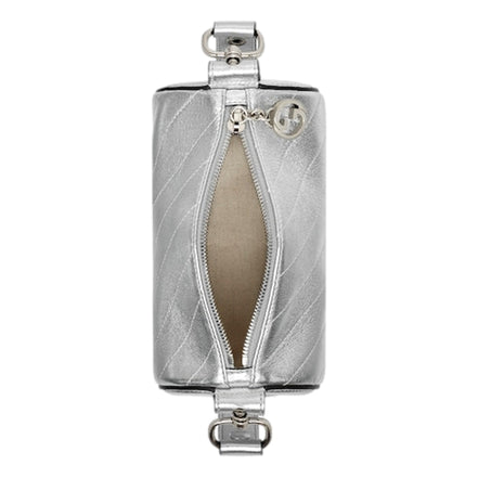 Gucci Blondie Mini Shoulder Bag in Metallic Silver Leather available at Queen Bee of Beverly Hills