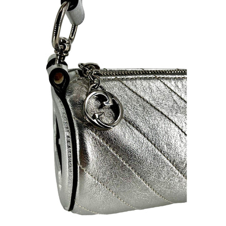 Gucci Blondie Mini Shoulder Bag in Metallic Silver Leather available at Queen Bee of Beverly Hills