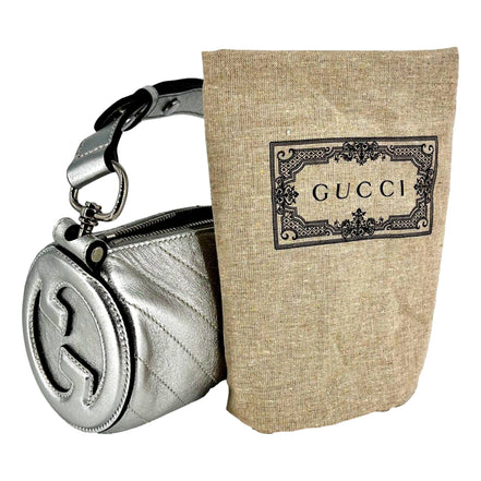 Gucci Blondie Mini Shoulder Bag in Metallic Silver Leather available at Queen Bee of Beverly Hills