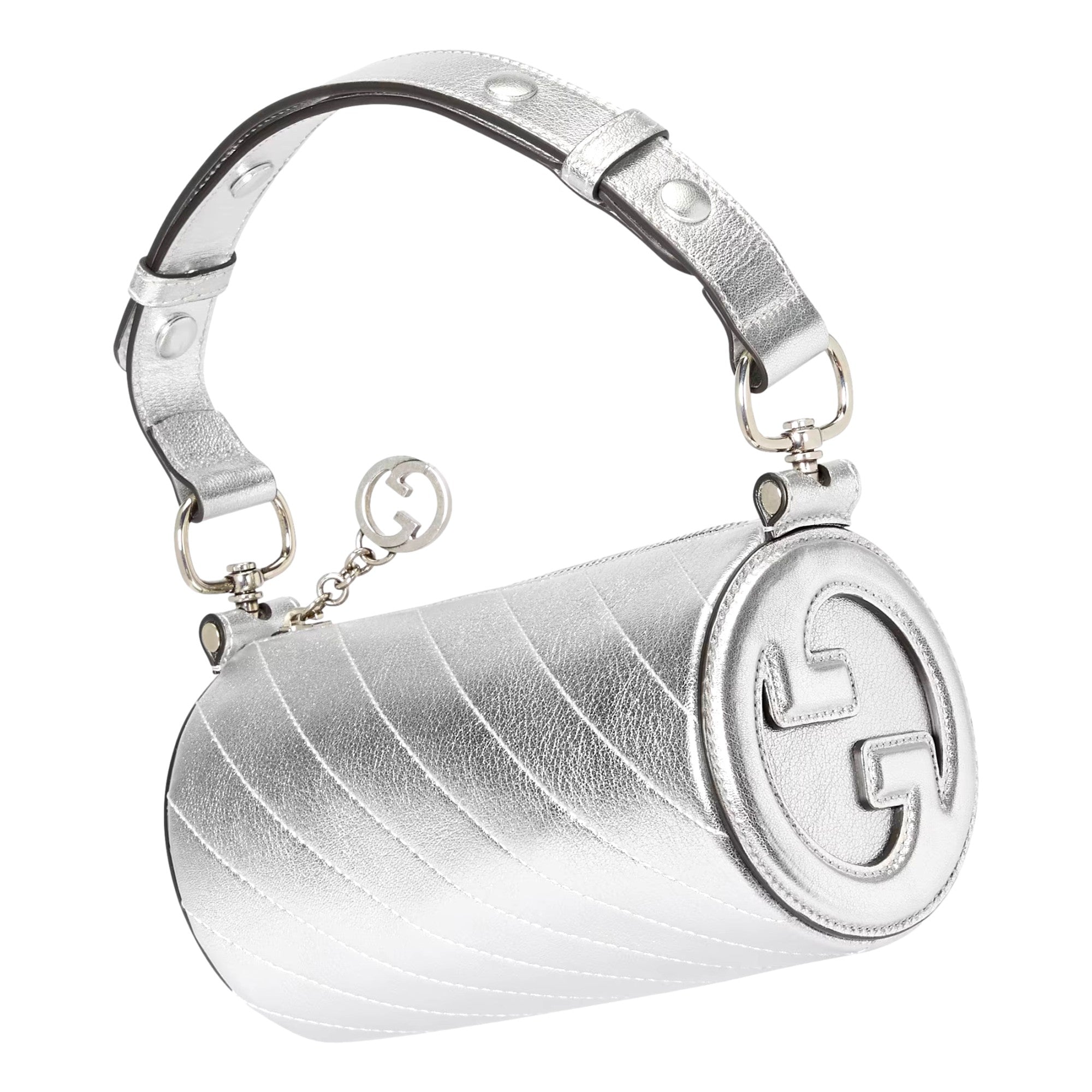 Gucci Blondie Mini Shoulder Bag in Metallic Silver Leather available at Queen Bee of Beverly Hills