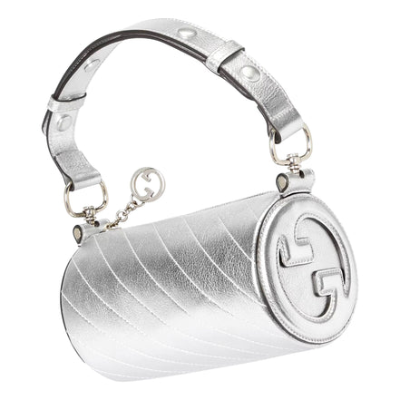 Gucci Blondie Mini Shoulder Bag in Metallic Silver Leather available at Queen Bee of Beverly Hills