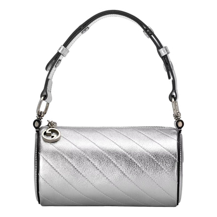 Gucci Blondie Mini Shoulder Bag in Metallic Silver Leather available at Queen Bee of Beverly Hills