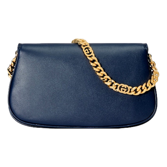 Gucci Blondie Soft Calfskin Leather Navy Blue Shoulder Bag