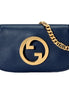Gucci Blondie Soft Calfskin Leather Navy Blue Shoulder Bag