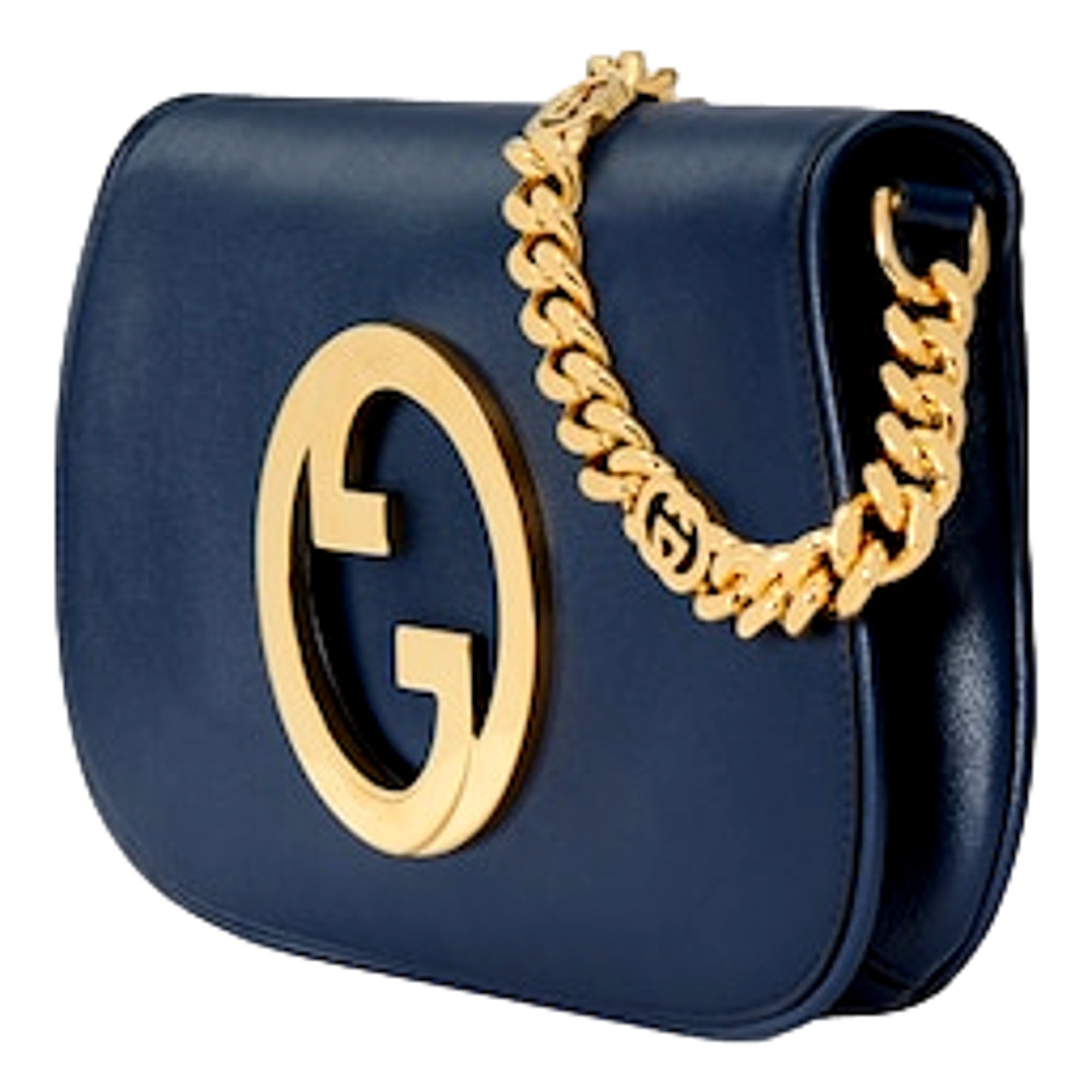 Gucci Blondie Soft Calfskin Leather Navy Blue Shoulder Bag