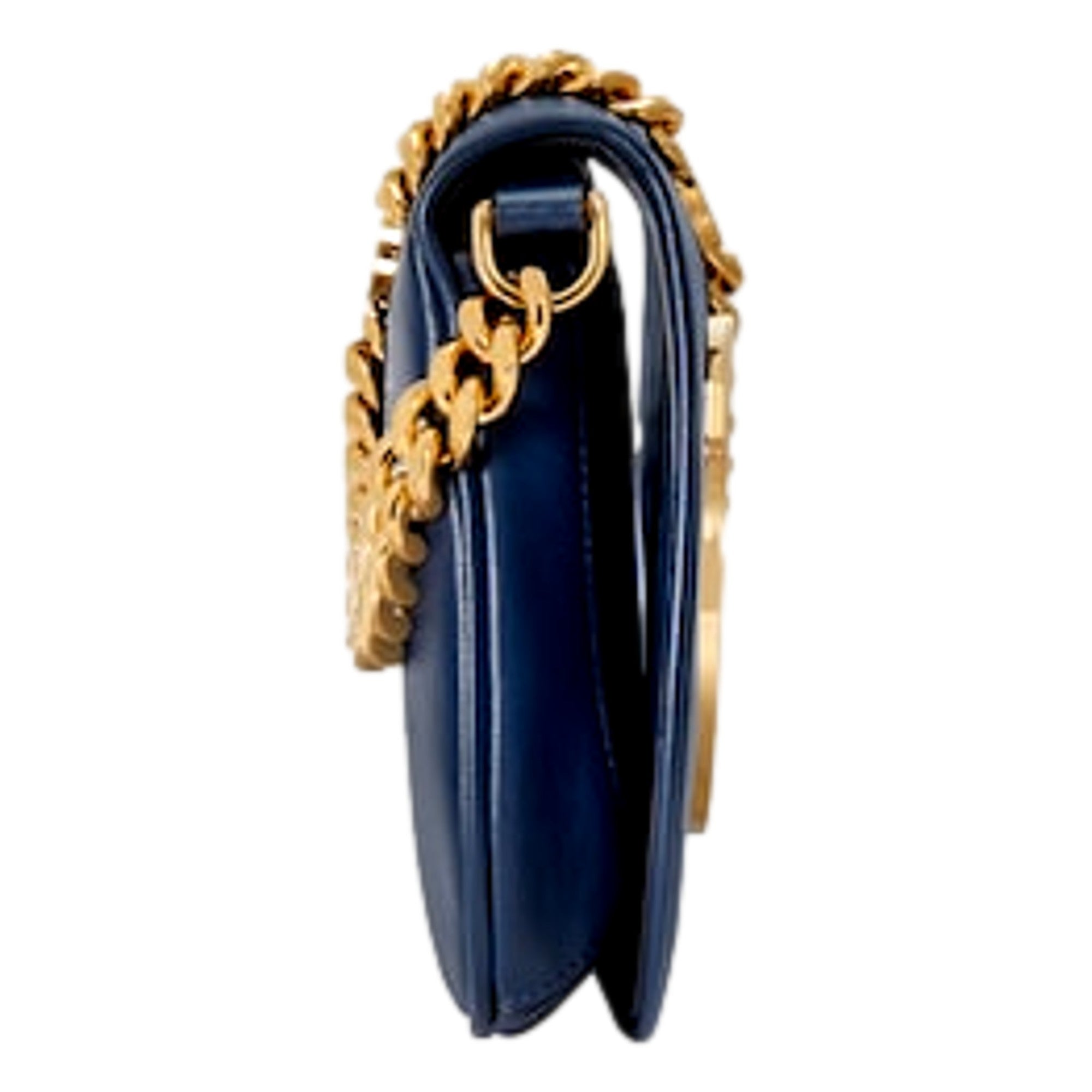 Gucci Blondie Soft Calfskin Leather Navy Blue Shoulder Bag