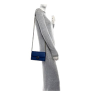 Gucci Blue Marmont GG Womens Leather Wallet on Chain Crossbody Bag available at Queen Bee of Beverly Hills