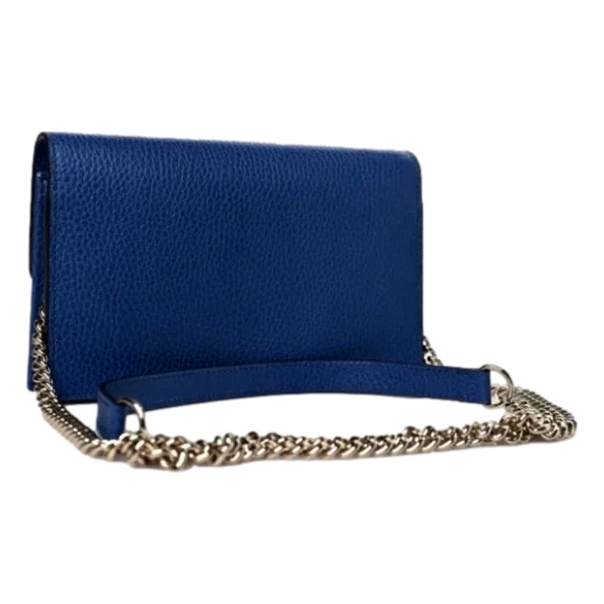 Gucci Blue Marmont GG Womens Leather Wallet on Chain Crossbody Bag available at Queen Bee of Beverly Hills