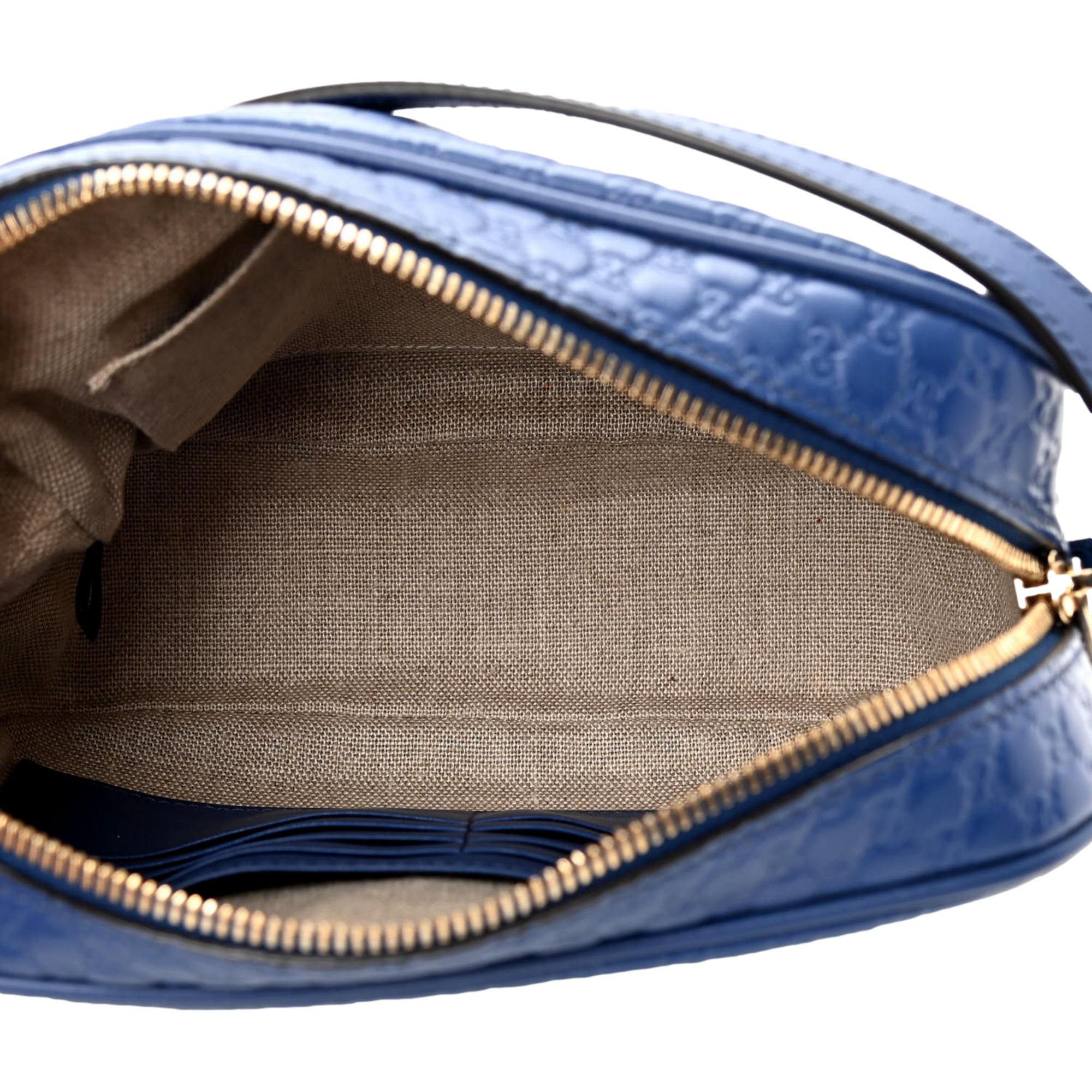 Gucci Bree Microguccissima Caspian Blue Leather Crossbody Bag available at Queen Bee of Beverly Hills