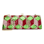 Gucci Broadway Embellished Sequins and Crystals Red Green Pink Chain Shoulder Bag Clutch available at Queen Bee of Beverly Hills