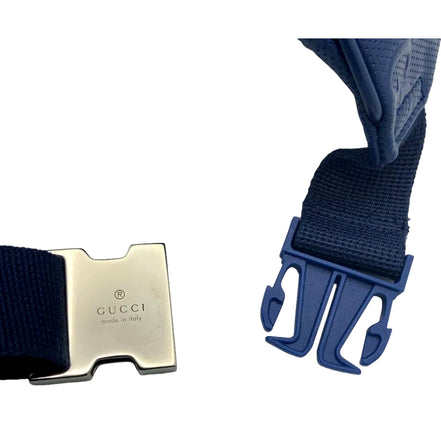 Gucci Calfskin GG Tennis Embossed Pocket Belt Bag Blue available at Queen Bee of Beverly Hills
