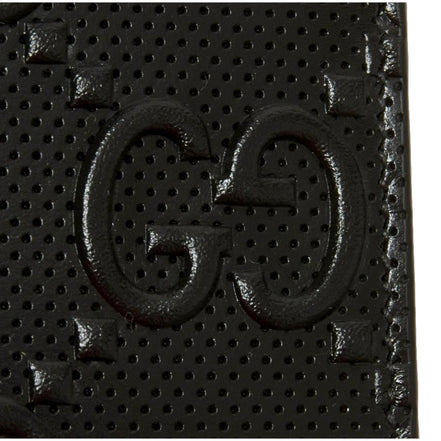 Gucci Calfskin Leather GG Tennis Embossed Bi-Fold Wallet Black available at Queen Bee of Beverly Hills
