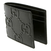Gucci Calfskin Leather GG Tennis Embossed Bi-Fold Wallet Black available at Queen Bee of Beverly Hills