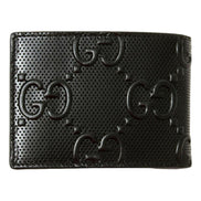 Gucci Calfskin Leather GG Tennis Embossed Bi-Fold Wallet Black available at Queen Bee of Beverly Hills