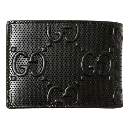 Gucci Calfskin Leather GG Tennis Embossed Bi-Fold Wallet Black available at Queen Bee of Beverly Hills