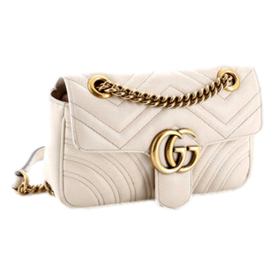 Gucci Calfskin Matelasse Medium GG Marmont Shoulder Bag Ivory available at Queen Bee of Beverly Hills