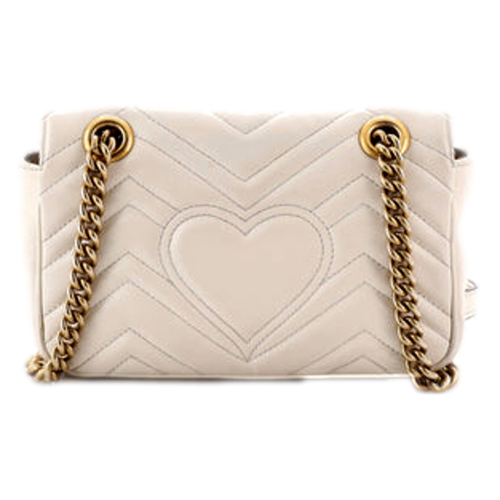 Gucci Calfskin Matelasse Medium GG Marmont Shoulder Bag Ivory available at Queen Bee of Beverly Hills