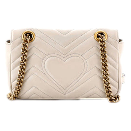 Gucci Calfskin Matelasse Medium GG Marmont Shoulder Bag Ivory available at Queen Bee of Beverly Hills