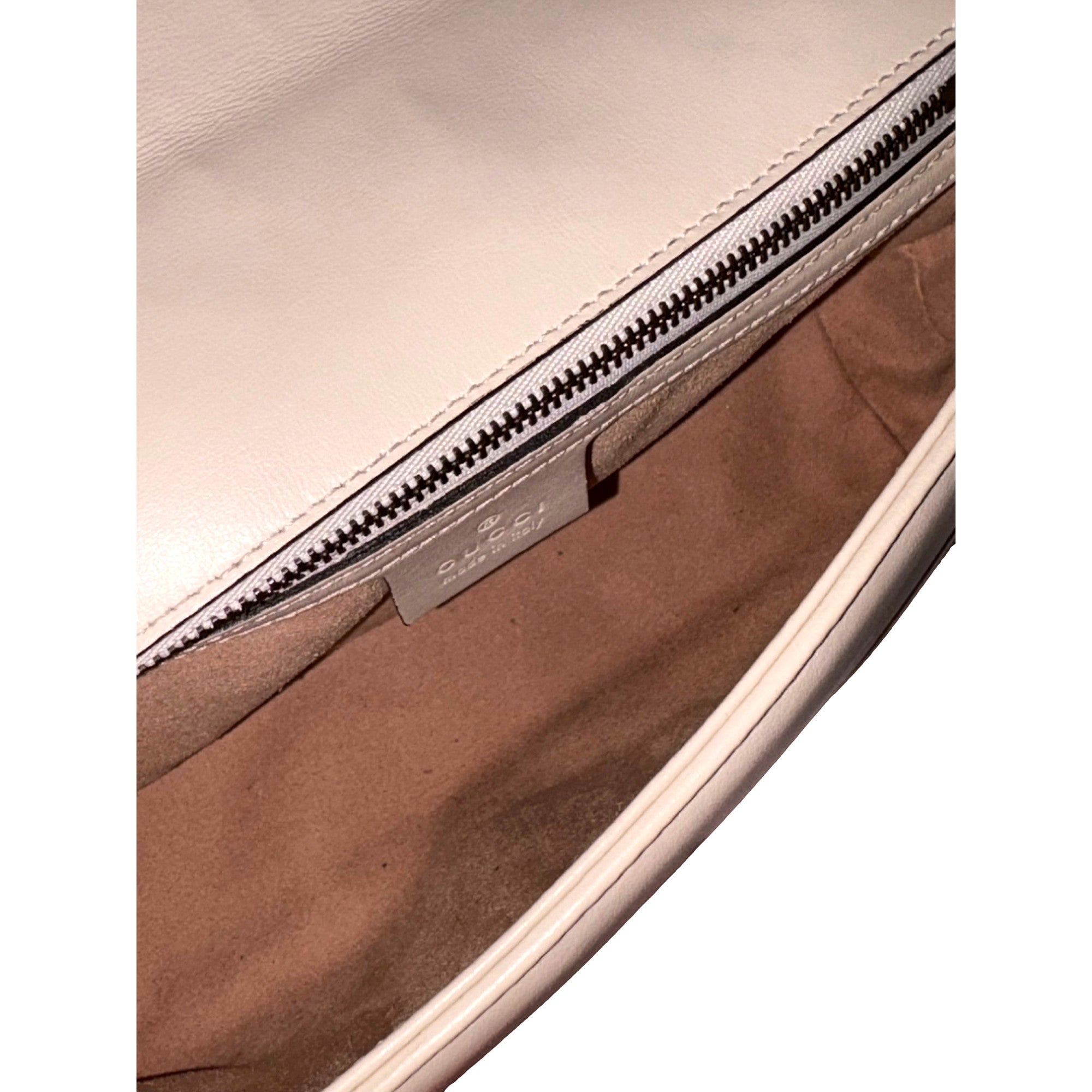 Gucci Calfskin Matelasse Medium GG Marmont Shoulder Bag Ivory available at Queen Bee of Beverly Hills