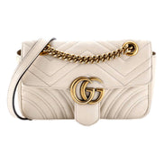 Gucci Calfskin Matelasse Medium GG Marmont Shoulder Bag Ivory available at Queen Bee of Beverly Hills