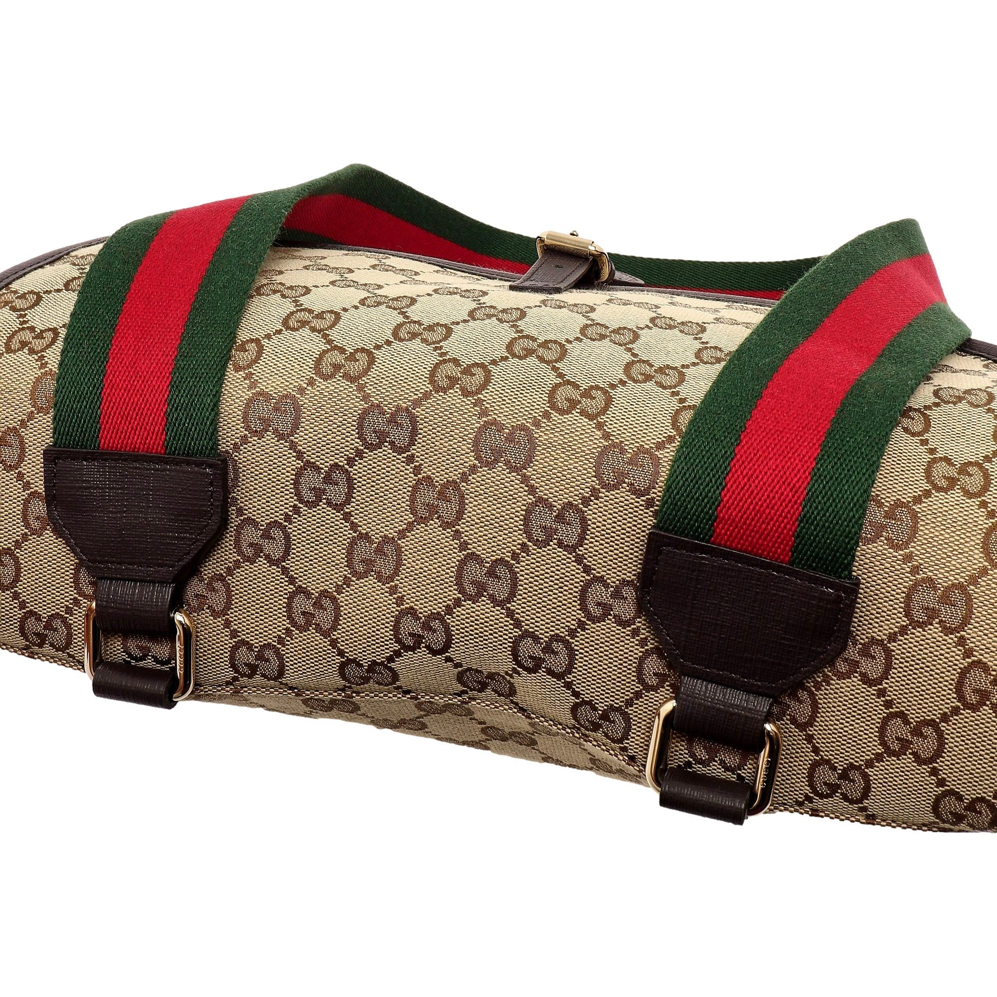 Gucci Canvas GG Messenger Bag Web Stripe Red Green available at Queen Bee of Beverly Hills