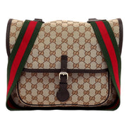 Gucci Canvas GG Messenger Bag Web Stripe Red Green available at Queen Bee of Beverly Hills