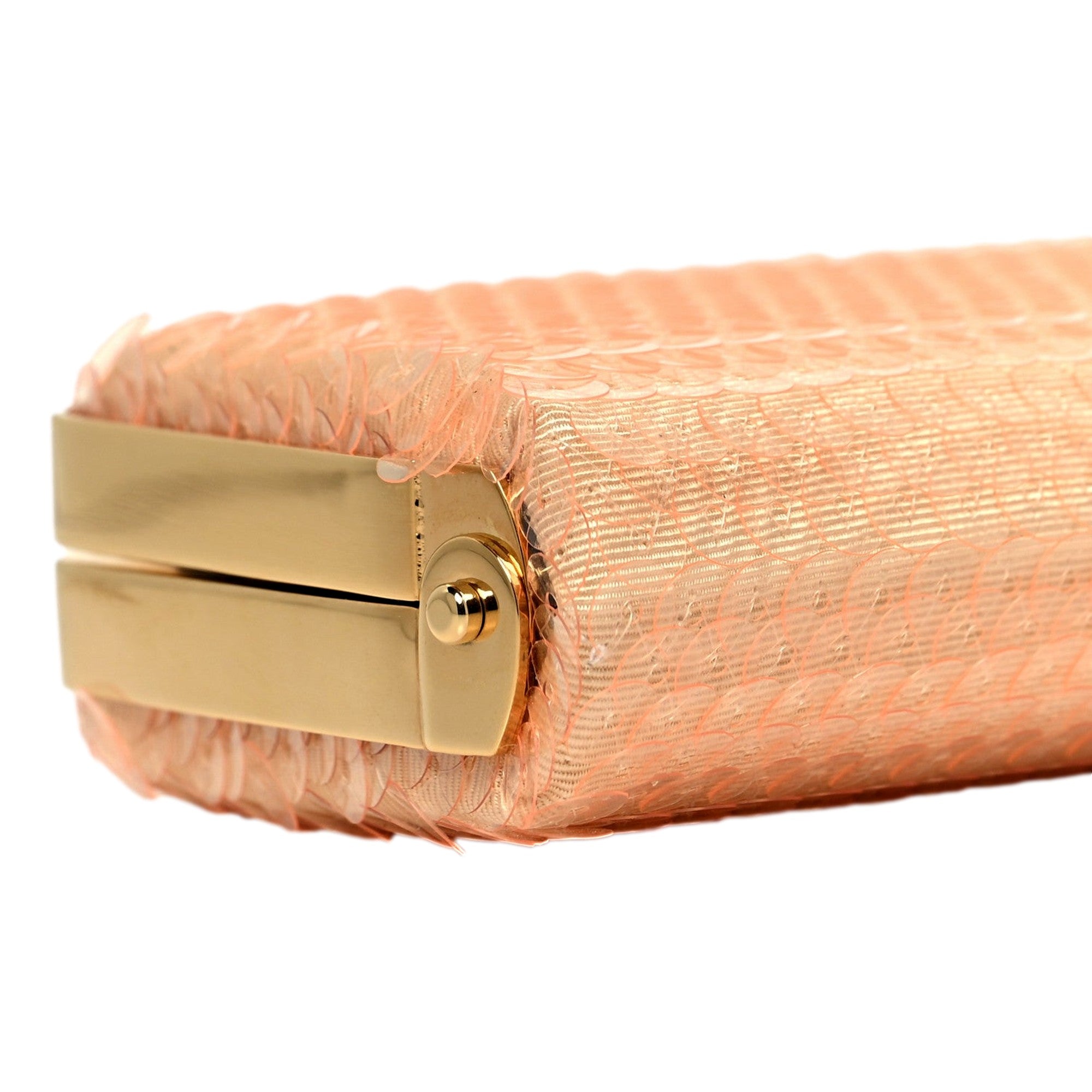 Gucci Peach Sequin GG Chain Evening Clutch Bag - available at Queen Bee of Beverly Hills. 