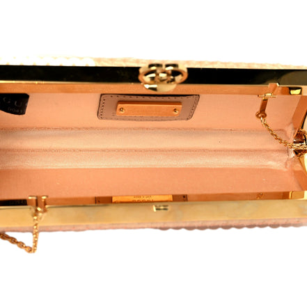 Gucci Peach Sequin GG Chain Evening Clutch Bag - available at Queen Bee of Beverly Hills. 