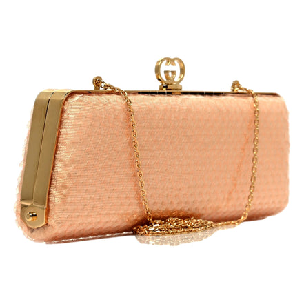 Gucci Peach Sequin GG Chain Evening Clutch Bag - available at Queen Bee of Beverly Hills. 