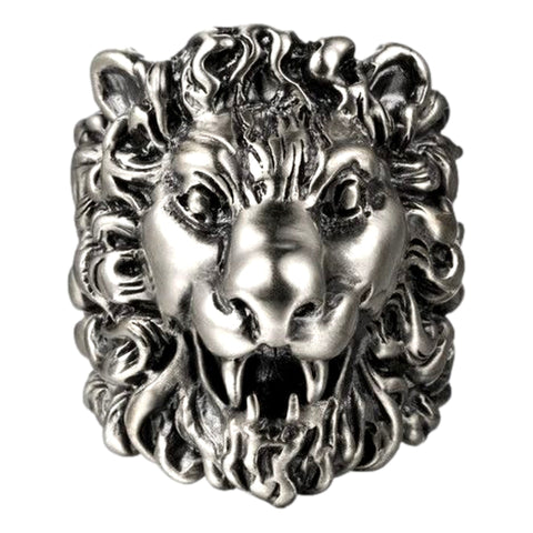 Gucci Cocktail Lion Head Motif Silver Tone Metal Ring 13 available at Queen Bee of Beverly Hills