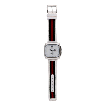 Gucci Coupe Watch YA131303 White Dial with Web Strap - available at Queen Bee of Beverly Hills. 