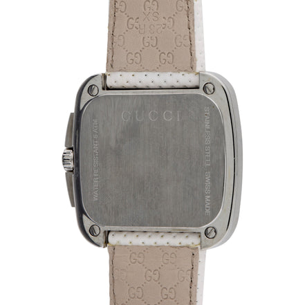Gucci Coupe Watch YA131303 White Dial with Web Strap - available at Queen Bee of Beverly Hills. 