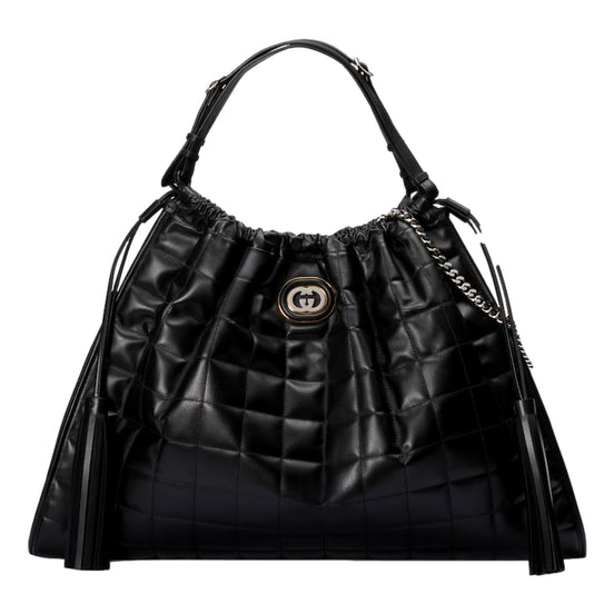 Gucci Deco Fringe Large Leather Tote Bag Black