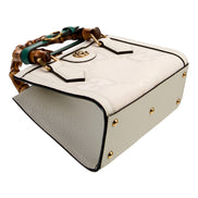 Gucci Diana Mini Bamboo Top Handle Jumbo GG Canvas Cream Leather Handbag