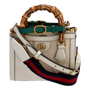 Gucci Diana Mini Bamboo Top Handle Jumbo GG Canvas Cream Leather Handbag