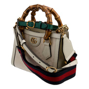 Gucci Diana Mini Bamboo Top Handle Jumbo GG Canvas Cream Leather Handbag