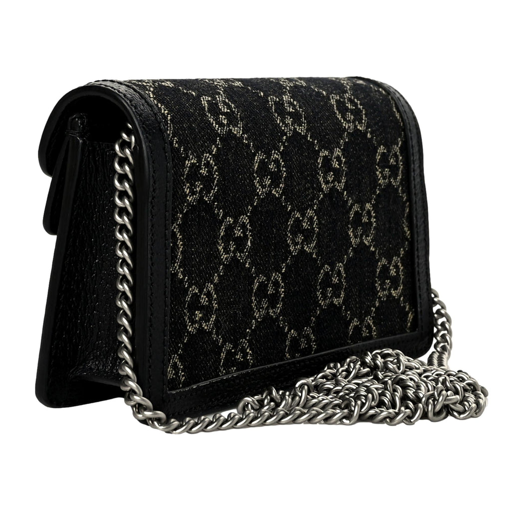 Gucci Super Mini Dionysus Leather Shoulder Bag - Black