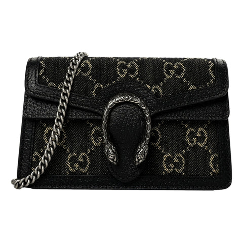 Gucci Dionysus Black GG Denim Super Mini Shoulder Bag at_Queen_Bee_of_Beverly_Hills