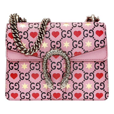 Gucci Dionysus Valentine Pink Hearts Calfskin Crossbody Bag Small at_Queen_Bee_of_Beverly_Hills