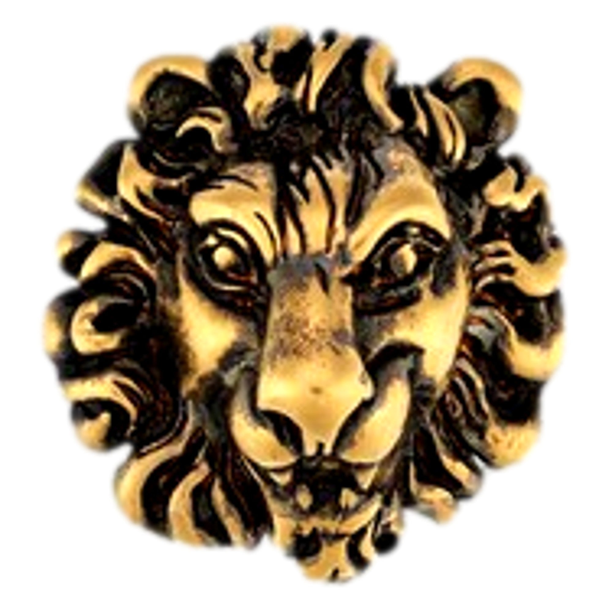 Gucci Distressed Gold Lionhead Brass Brooch available at Queen Bee of Beverly Hills
