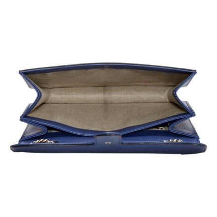 Gucci Dollar Interlocking GG Blue Leather Medium Chain Shoulder Bag available at Queen Bee of Beverly Hills