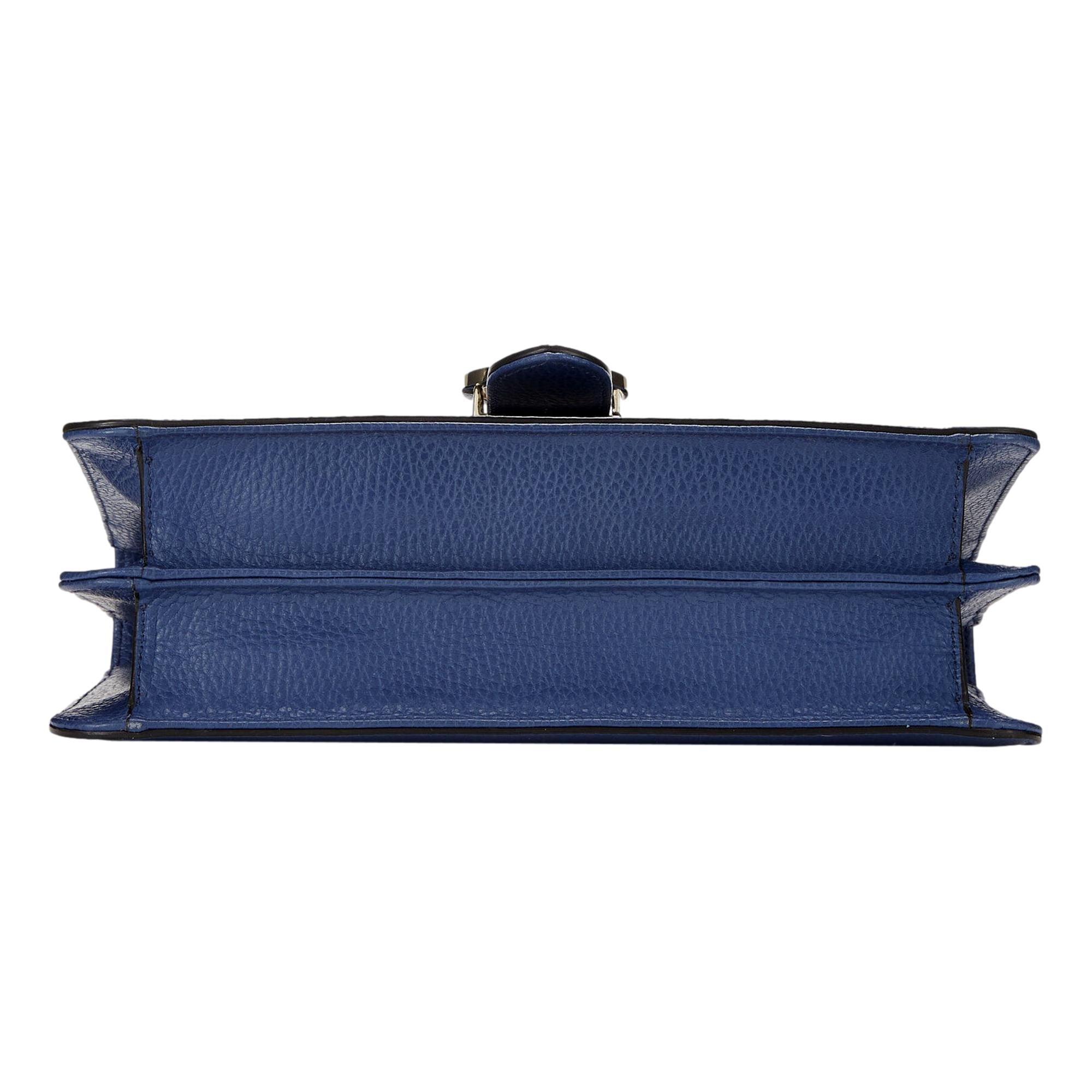 Gucci Dollar Interlocking GG Blue Leather Medium Chain Shoulder Bag available at Queen Bee of Beverly Hills