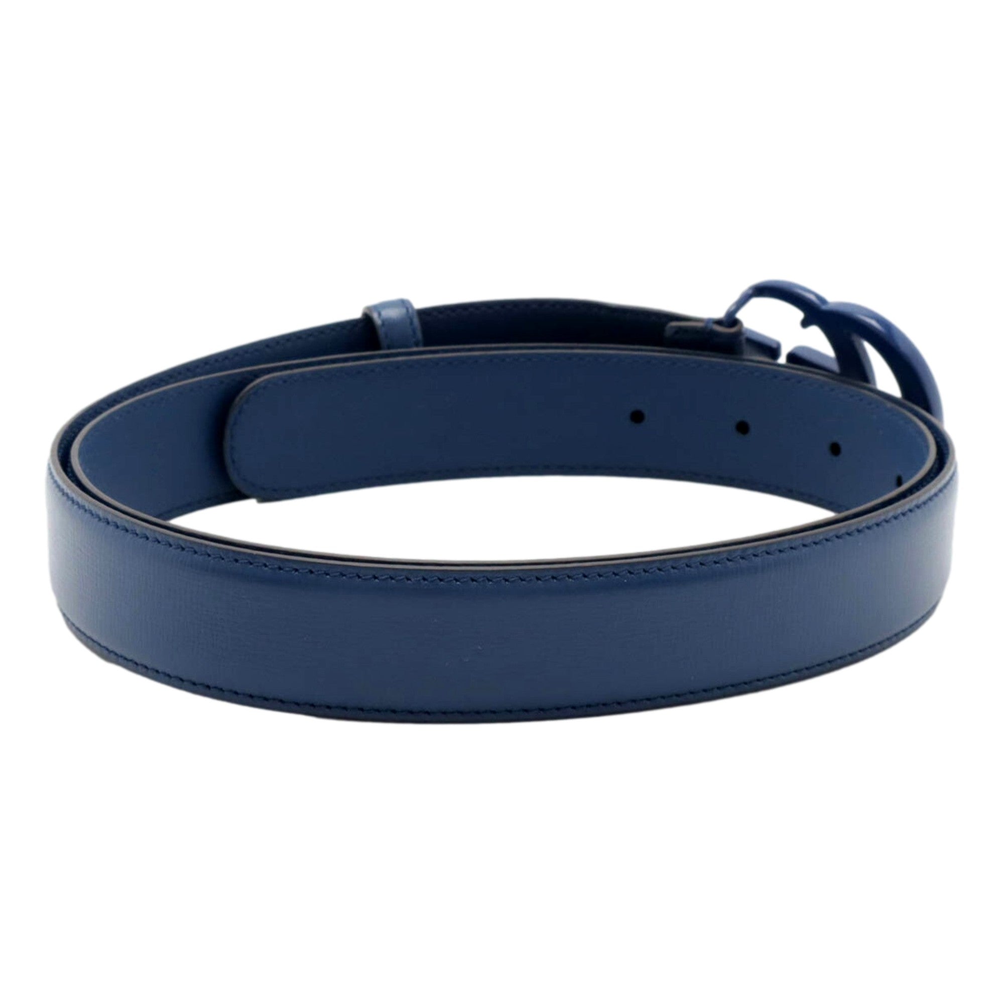 Gucci Double GG Marmont Belt Leather Blue 110/44 available at Queen Bee of Beverly Hills