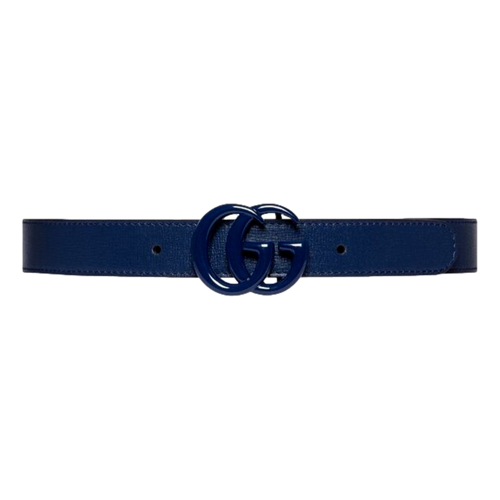 Gucci Double GG Marmont Belt Leather Blue 110/44 available at Queen Bee of Beverly Hills