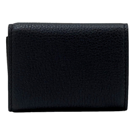 Gucci Embossed Logo Mini Tri-Fold Wallet Black Pebbled Leather available at Queen Bee of Beverly Hills