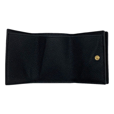 Gucci Embossed Logo Mini Tri-Fold Wallet Black Pebbled Leather available at Queen Bee of Beverly Hills