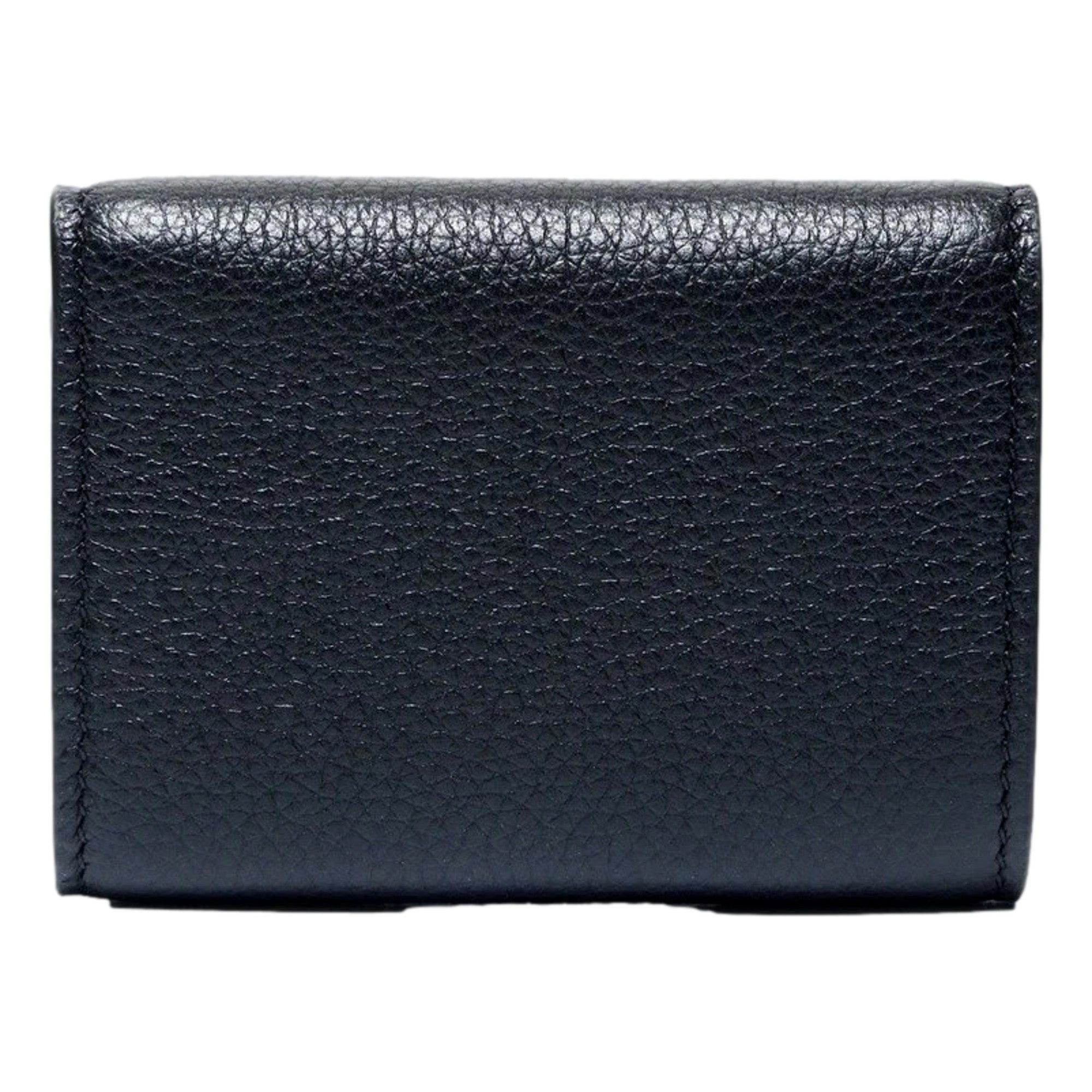 Gucci Embossed Logo Mini Tri-Fold Wallet Black Yellow Pebbled Leather available at Queen Bee of Beverly Hills