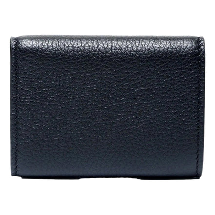 Gucci Embossed Logo Mini Tri-Fold Wallet Black Yellow Pebbled Leather available at Queen Bee of Beverly Hills