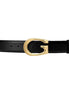 Gucci G Boarded Dyana Lux Gold Belt Black Leather Size 75/30 available at Queen Bee of Beverly Hills